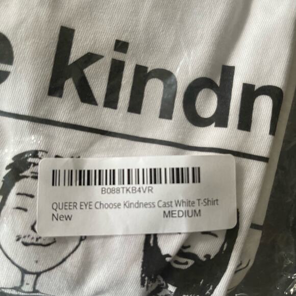 Queer Eye Choose Kindness White T-Shirt Black Graphic QE Sz Medium NWT - Picture 4 of 6